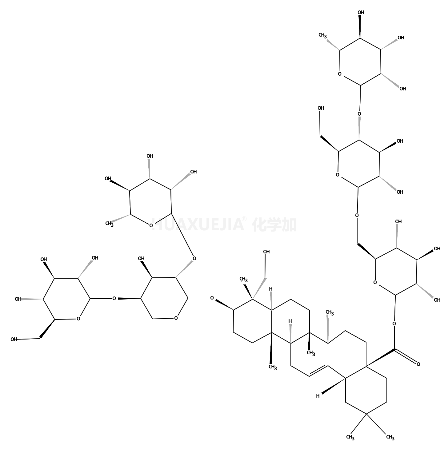 3-O-β-D-葡萄糖( 1→4)-[ a -L-鼠李糖(1→2)]- a-L-阿拉伯糖 常春藤配基- 28-O-鼠李糖(1→4)葡萄糖(1→6)葡萄糖苷