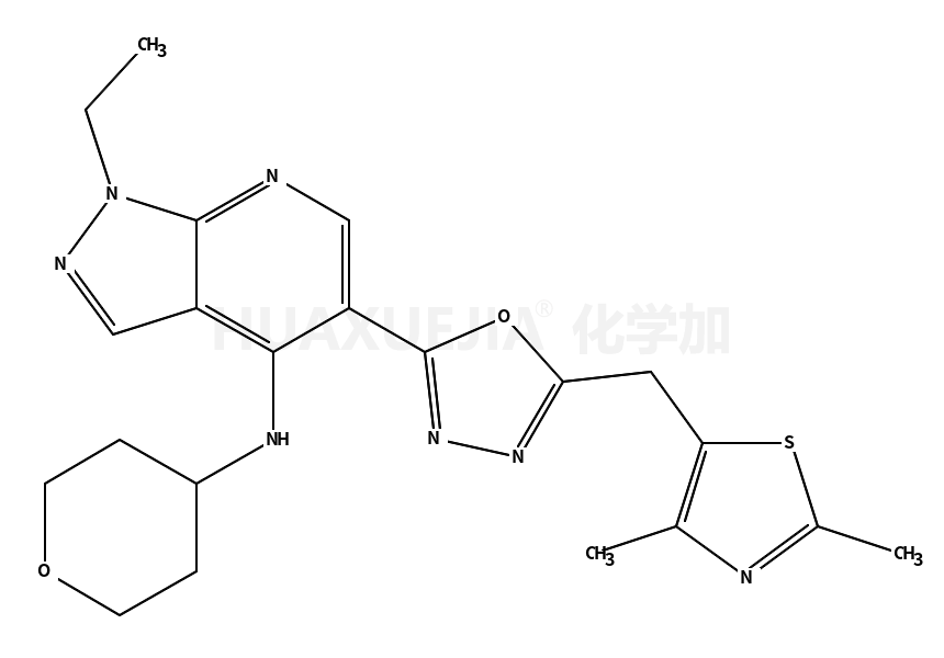 5-[5-[(2,4-dimethyl-5-thiazolyl)methyl]-1,3,4-oxadiazol-2-yl]-1-ethyl-N-(tetrahydro-2H-pyran-4-yl)-1H-Pyrazolo[3,4-b]pyridin-4-amine