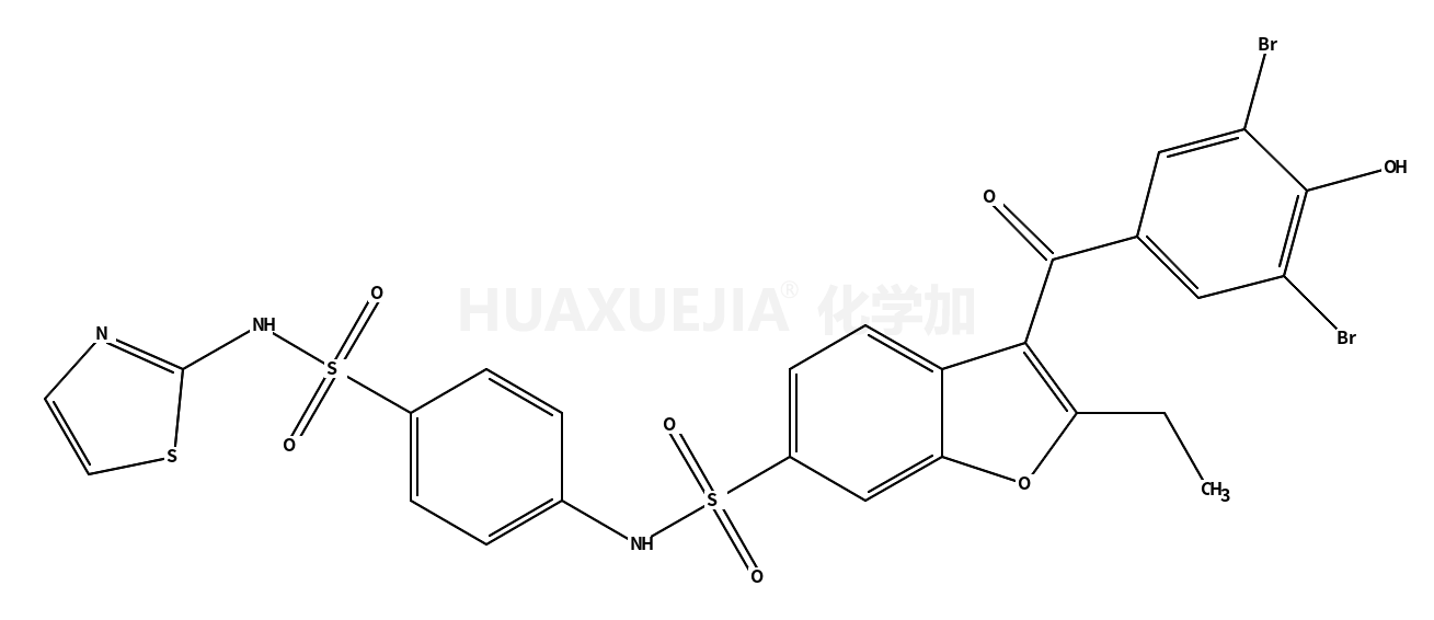 3-(3,5-dibromo-4-hydroxybenzoyl)-2-ethyl-N-[4-(1,3-thiazol-2-ylsulfamoyl)phenyl]-1-benzofuran-6-sulfonamide