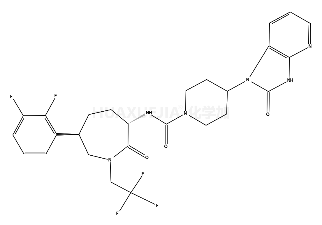 N-[(3R,6S)-6-(2,3-二氟苯基)六氢-2-氧代-1-(2,2,2-三氟乙基)-1H-氮杂卓-3-基]-4-(2,3-二氢-2-氧代-1H-咪唑并[4,5-b]吡啶-1-基)-1-哌啶甲酰胺