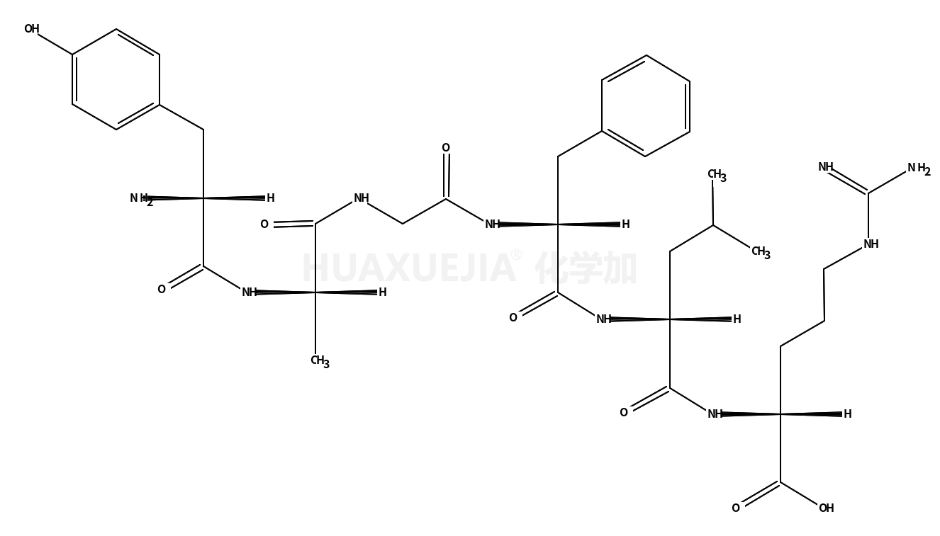 L-酪氨酰-D-丙氨酰甘氨酰-L-苯基丙氨酰-L-己氨酰<正白氨酰>-N~5~-(二氨基甲亚基)-L-鸟氨酸