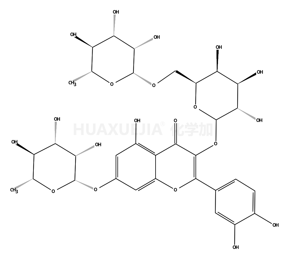 2-(3,4-dihydroxyphenyl)-5-hydroxy-7-[(2S,3R,4R,5R,6S)-3,4,5-trihydroxy-6-methyloxan-2-yl]oxy-3-[(2S,3R,4S,5R,6R)-3,4,5-trihydroxy-6-[[(2S,3R,4R,5R,6S)-3,4,5-trihydroxy-6-methyloxan-2-yl]oxymethyl]oxan-2-yl]oxychromen-4-one