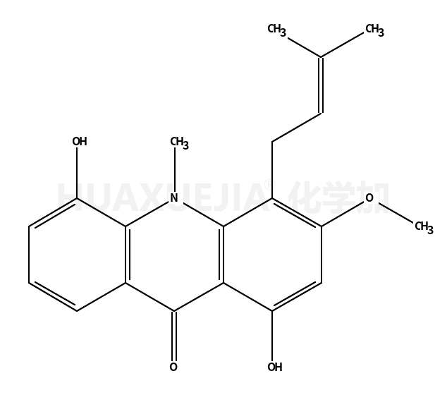 1,5-Dihydroxy-3-methoxy-10-methyl-4-(3-methyl-2-butenyl)acridin-9(10H)-one