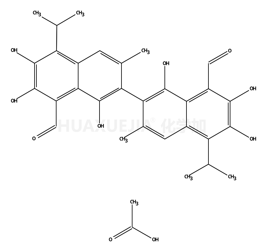 [2,​2'-​Binaphthalene]​-​8,​8'-​dicarboxaldehyde, 1,​1',​6,​6',​7,​7'-​hexahydroxy-​3,​3'-​dimethyl-​5,​5'-​bis(1-​methylethyl)​-​, (2R)​-​, compd. with acetic acid (1:1)