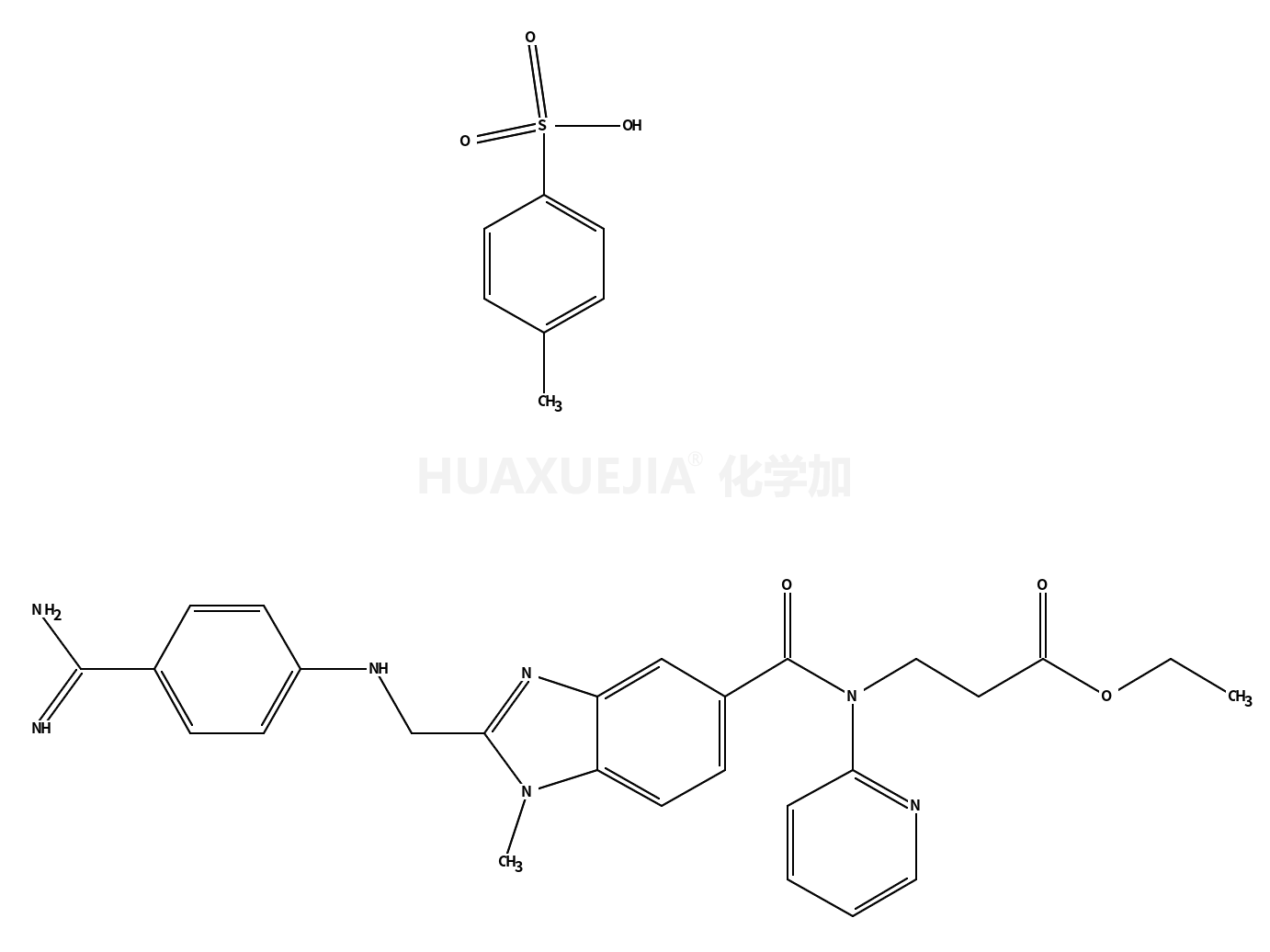 N-[[2-[[[4-(氨基亚氨基甲基)苯基]氨基]甲基]-1-甲基-1H-苯并咪唑-5-基]羰基]-N-2-吡啶基-beta-丙氨酸乙酯 4-甲基苯磺酸盐
