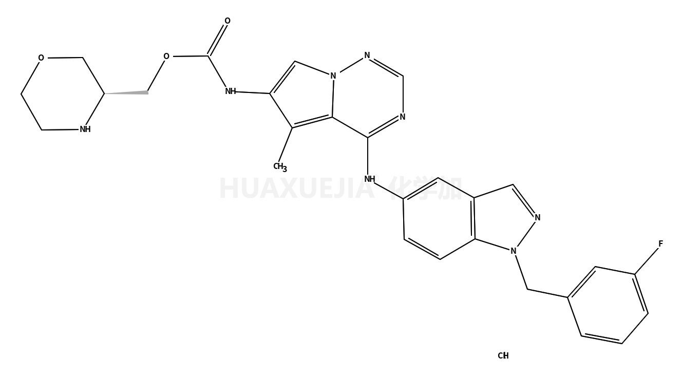 BMS-599626；[4-[[1-[(3-氟苯基)甲基]-1H-吲唑-5-基]氨基]-5-甲基吡咯并[2,1-F][1,2,4]三嗪-6-基]氨基甲酸 (3S)-3-吗啉基甲基酯盐酸盐