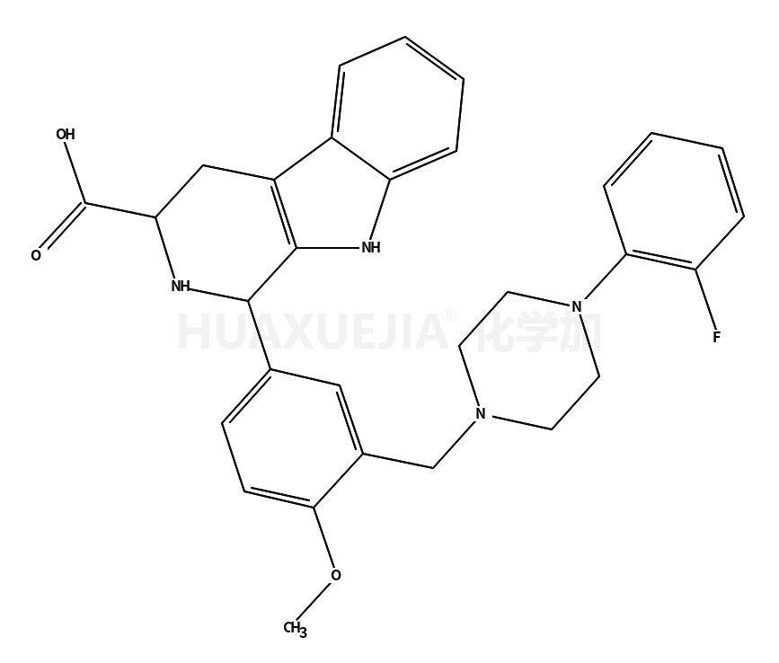 1-(3-{[4-(2-Fluorophenyl)-1-piperazinyl]methyl}-4-methoxyphenyl)- 2,3,4,9-tetrahydro-1H-β-carboline-3-carboxylic acid