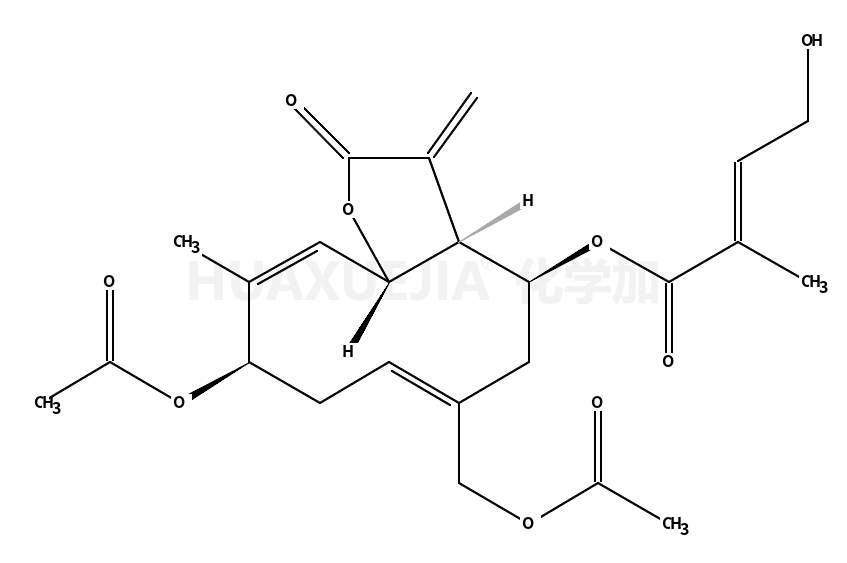 2-Butenoic acid, 4-hydroxy-2-methyl-, (3aR,4R,6Z,9S,10Z,11aR)-9-(acetyloxy)-6-[(acetyloxy)methyl]-2,3,3a,4,5,8,9,11a-octahydro-10-methyl-3-methylene-2-oxocyclodeca[b]furan-4-yl ester, (2E)-