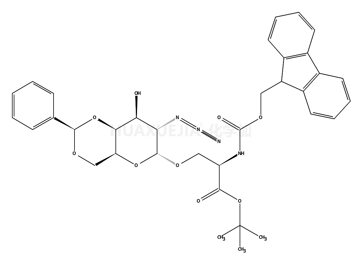 O-(2-叠氮-4,6-O-苯亚甲基-2-脱氧-Α-D-吡喃半乳糖)-N-[(9H-芴-9-基甲氧基)羰基]-L-丝氨酸叔丁酯