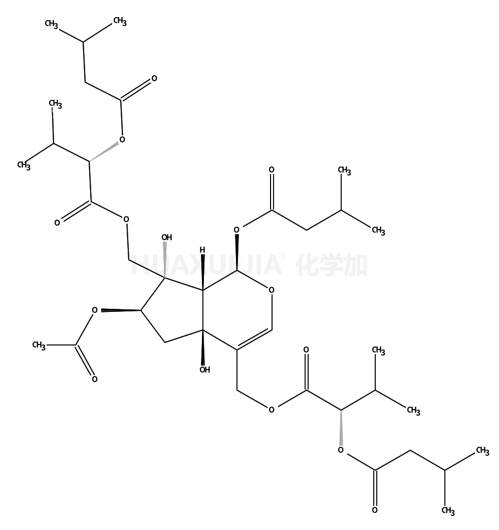 ((1S,4aR,6S,7R,7aS)-6-acetoxy-4a,7-dihydroxy-1-((3-methylbutanoyl)oxy)-1,4a,5,6,7,7a-hexahydrocyclopenta[c]pyran-4,7-diyl)bis(methylene) (2R,2'R)-bis(3-methyl-2-((3-methylbutanoyl)oxy)butanoate)