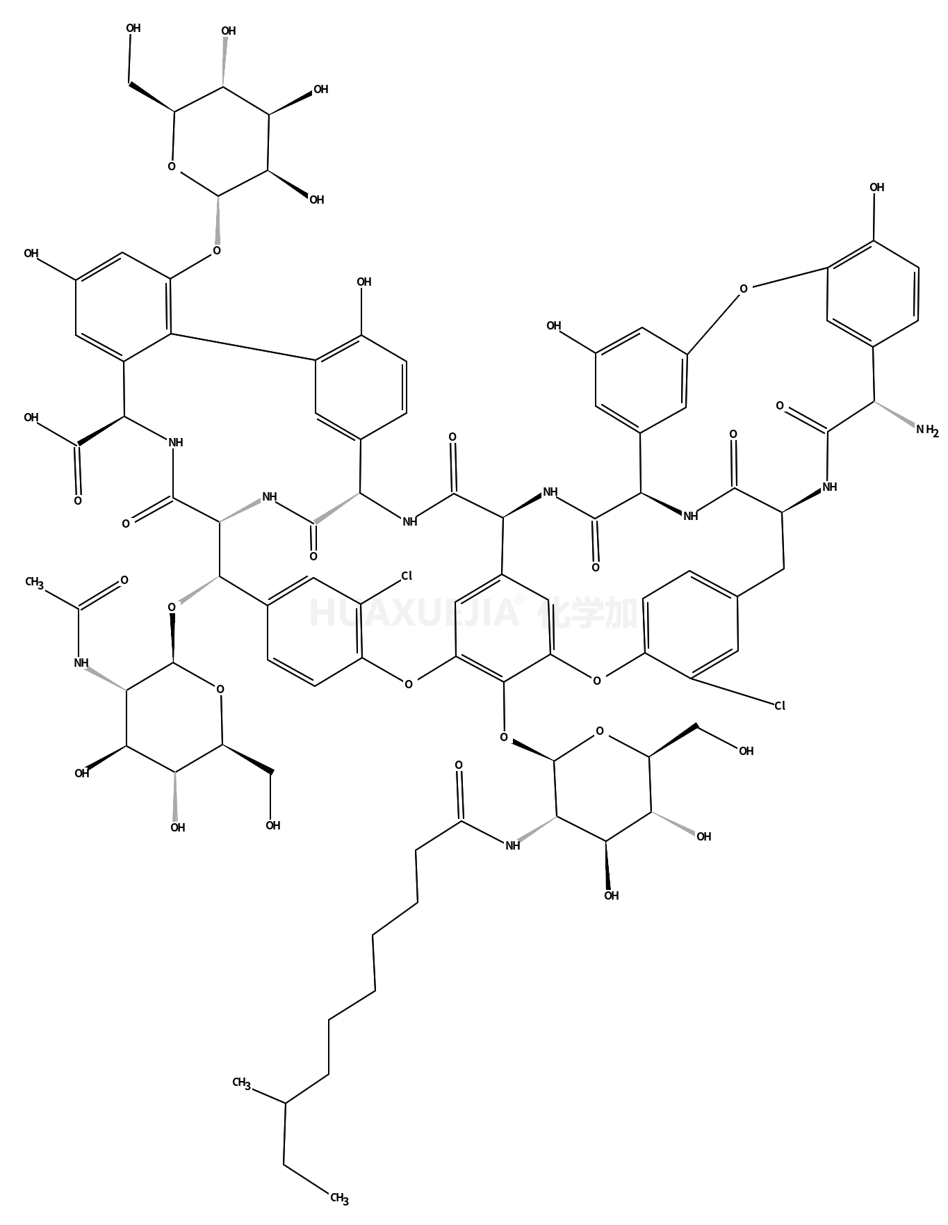 (1S,2R,19R,22S,34S,37R,40R,52R)-2-{[(2R,3R,4R,5S,6R)-3-(乙酰基氨基)-4,5-二羟基-6-(羟甲基)四氢-2H-吡喃-2-基]氧代}-22-氨基-5,15-二氯-64-({(2S,3R,4R,5S,6R)-4,5-二羟基-6-(羟甲基)-3-[(8-甲基癸酰)氨基]四氢-2H-吡喃-2