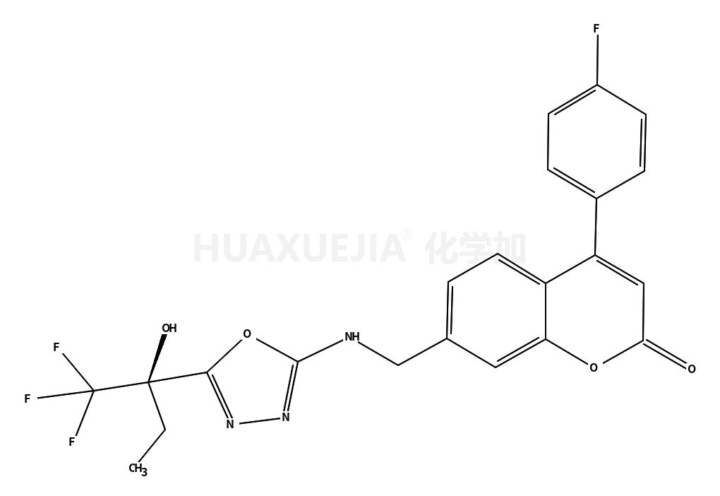 4-(4-氟苯基)-7-[[[5-[(1S)-1-羟基-1-(三氟甲基)丙基]-1,3,4-恶二唑-2-基]氨基]甲基]-2H-1-苯并吡喃-2-酮