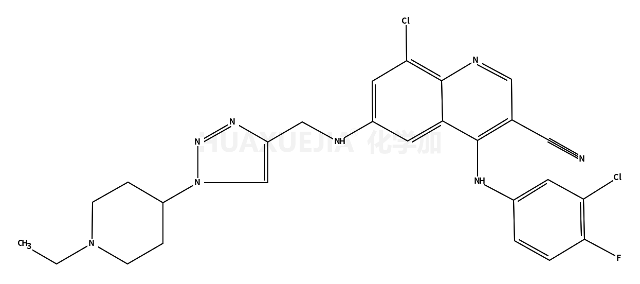 8-氯-4-[(3-氯-4-氟苯基)氨基]-6-[[[1-(1-乙基哌啶-4-基)-1H-1,2,3-三唑-4-基]甲基]氨基]喹啉-3-甲腈