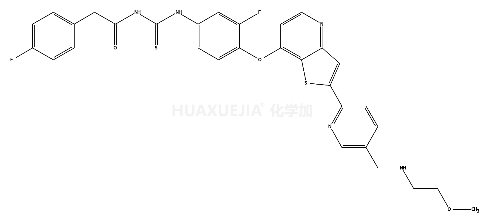 Benzeneacetamide, 4-fluoro-N-[[[3-fluoro-4-[[2-[5-[[(2-methoxyethyl)amino]methyl]-2-pyridinyl]thieno[3,2-b]pyridin-7-yl]oxy]phenyl]amino]thioxomethyl]-